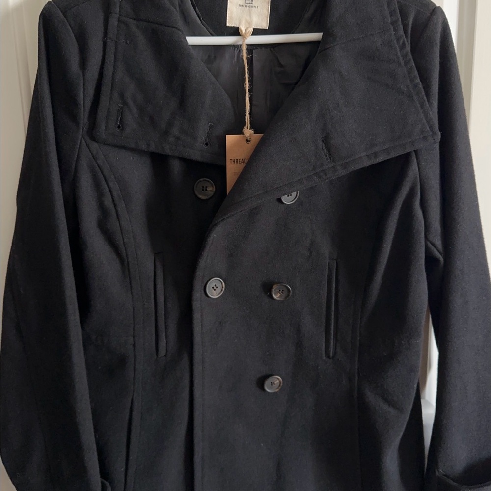 Black Double-Breasted Pea Coat